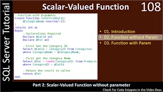 Scalar Valued Functions Part 2 - Without Parameters SSMS TSQL Tutorial