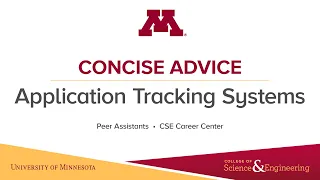 Concise Advice Application Tracking Systems - UMN CSE Career Center