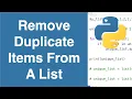 Remove Duplicate Items From A List Python Example