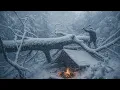 Download Lagu Winter Camping in Deep Snow | No Sleeping Bag, Freezing Forest, Cozy Shelter \u0026 Meat BBQ by the Fire