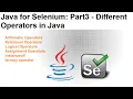 Java for Selenium Part3 Different Operators in Java