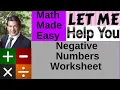 Negative Numbers Worksheet