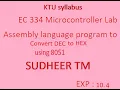 8051 program to convert decimal to hexadecimal number