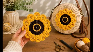 Crochet Sunflower Bag 🌻 | Easy Flower Motif Tutorial & Beautiful Bag Idea #crochet