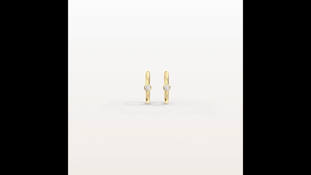 12mm Round Lab-Grown Diamond Huggie Hoop Earrings in 14K Gold/Platinum