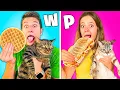 EATING ONLY FOOD STARTING WITH THE FIRST LETTER OF OUR CATS NAMES 24 HOURS