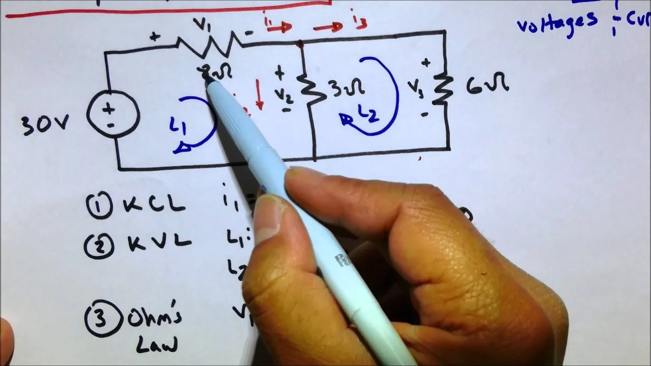 KVL KCL Ohm's Law Circuit Practice Problem - (Electrical Engineering Fundamental and Basics Review)