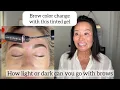 Brow color change with tinted brow gel