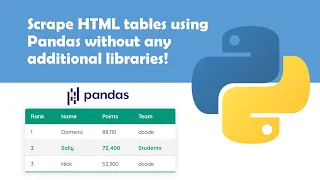 scrape html tables using just pandas and store as csv file python