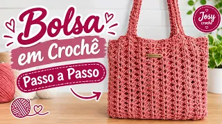 BOLSA EM CROCHÊ FÁCIL EM PONTO LEQUE