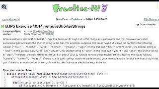Java Practice It Exercise 10 14 removeShorterStrings 2 ArrayList collections array list