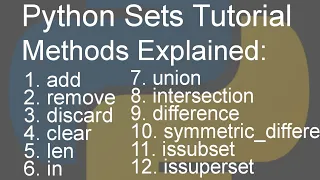 Set In Python Set Methods and Functions Python Tutorial For Beginners