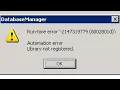 Runtime error - 2147319779 8002801d automation error library not registered in excel error windo