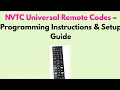 NVTC Universal Remote Codes - Programming Instructions Setup Guide