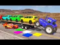 Download Lagu Flatbed Truck McQueen | Transportation with Truck - Pothole vs Car #05 | BeamNG.Drive Gameplay