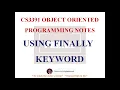 USING FINALLY KEYWORD NOTES CS3391 OBJECT ORIENTED PROGRAMMING NOTES 2021 REGULATION CSE