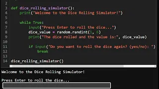PYTHON Dice Rolling Simulator GAME