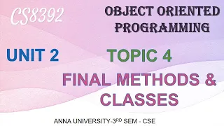 JAVA FINAL METHODS AND CLASSES
