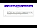 How to Print Specific Key Value from a Dictionary in Python kandi use case