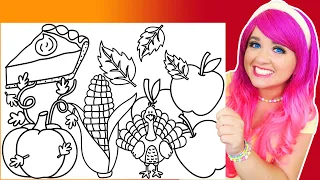 Coloring Thanksgiving Coloring Pages Pumpkin Pie Turkey Apples Corn Autumn Leaves