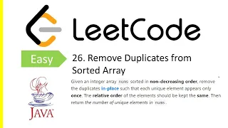 LeetCode Problem 26 Remove Duplicates from Sorted Array Java Solution