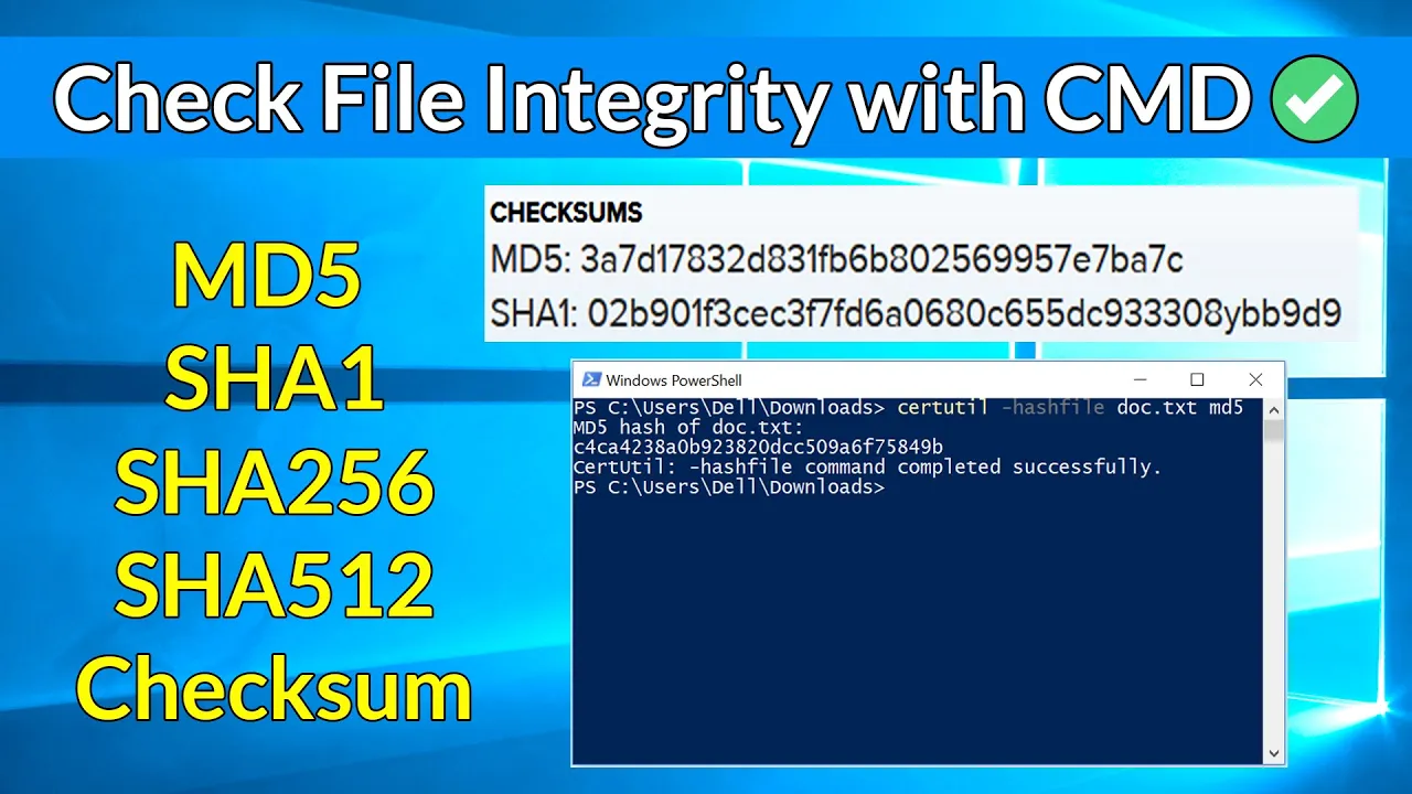 Verify MD5, SHA1, SHA256, SHA512 Checksums in Windows Using CMD (Fast & Easy!)