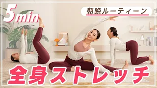 【朝夜5分】全身ほぐれる簡単ストレッチルーティーン〜寝る前や運動後にも！
