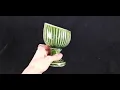 SOLD - Vintage Green Hull Planter Mid Century Candy Dish Green Striped Pedestal Dish
