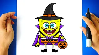 Como DESENHAR o BOB ESPONJA de HALLOWEEN - Cómo DIBUJAR a BOB ESPONJA de HALLOWEEN