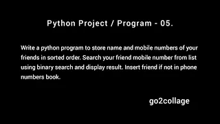 EP 05 Language Python Program Project I go2collage