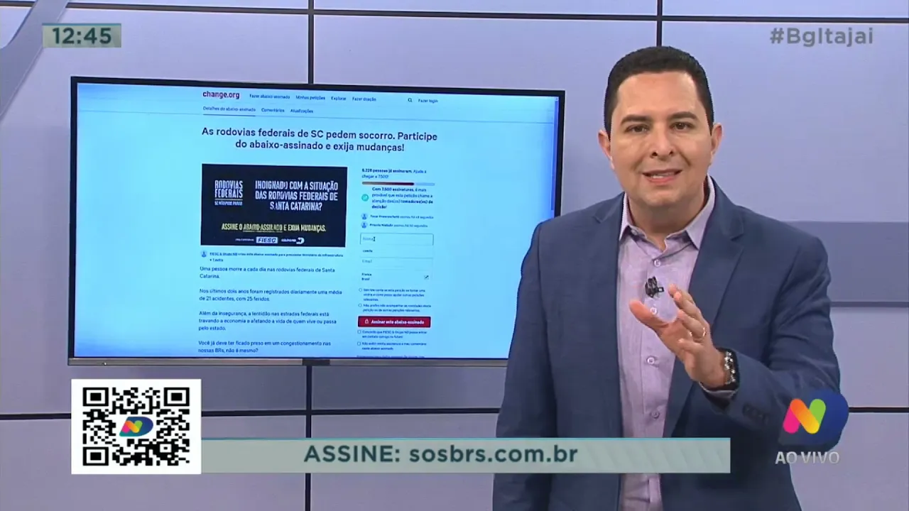 Grupo ND e a Fiesc lançaram o abaixo assinado Virtual chamado de "SOS Rodovias"