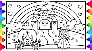 Princess Castle Coloring Page Learn to Draw a Princess Castle Rainbow and Princess Carriage