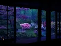 Rain On Japanese Zen Garden At Night 10 HrsㅣFor Sleep, Study, Relaxation | Calmbience Rain Sounds