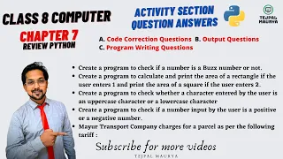 Chapter 7 Review Python Activity Section Question Answers Class 8 Computer Python Programs