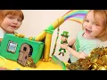 KiDS Leprechaun TRAP Adley Niko make a St Patrick s Day hidden gold slide box family DIY craft