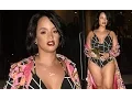 Dascha Polanco in patterned bodysuit while heading to The Blonds fashion show