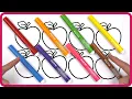 Fruits Apple and Marker Pencil Coloring Akn Kids House