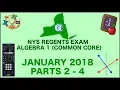 NYS Algebra 1 Common Core January 2018 Regents Exam Parts 2-4 ANSWERS