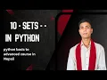 10 - Sets in Python Python Basic to Advanced Course in Nepali