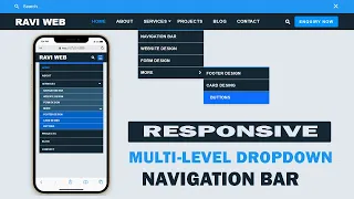 Responsive Multi-level Dropdown Navigation Bar Custom Navigation Bar Using html css javascript