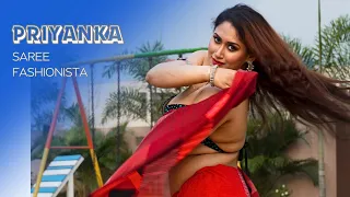 priyanka saree fashion red u0026 black chiffon saree