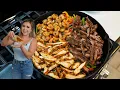 The BEST Restaurant Style SURF TURF FAJITAS easy Chicken Steak and Shrimp Fajitas