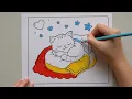 Cute Sleeping Cat Coloring Page Easy Coloring for Kids Relaxing Art