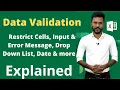 MS Excel - Data Validation Restrict Cells Input Error Message Drop Down List Date more