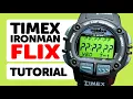 Timex FLIX Digital Watch - HOW TO set the TIME DATE CHRONOGRAPH TIMER ALARMS MEMOs