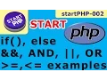 PHP conditional statement logical operators and Comparison Operators STARTPHP-002