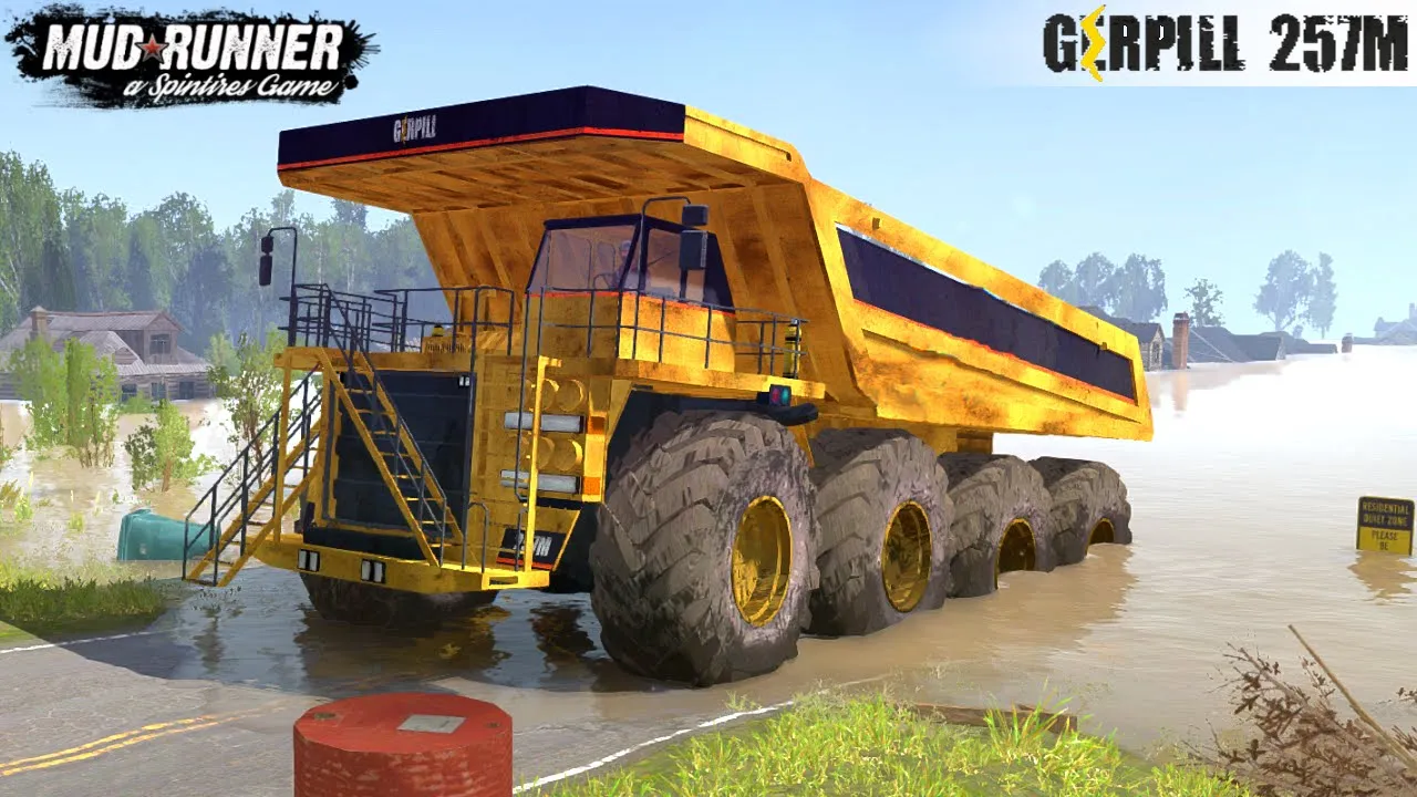 Spintires: MudRunner - Giant Mining Dump Truck Driving Through Flood In City