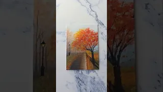 autumn landscape painting idea for beginners