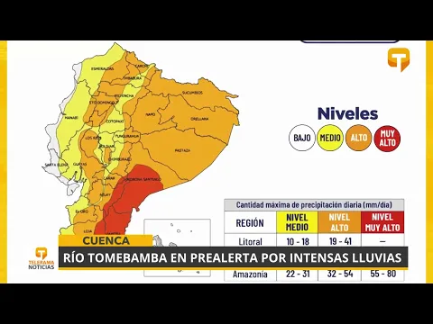 Río Tomebamba en prealerta por intensas lluvias