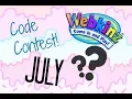 Webkinz Code Contest July